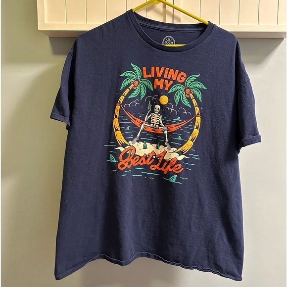 Other - DOM Men's Blue "Living My Best Life" T-shirt Size XL